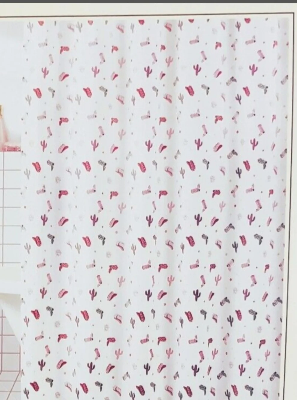 Rachel Zoe Pink and Green Cactus Pattern Shower Curtain